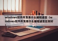 windows软件开发用什么编程语言（windows软件开发用什么编程语言比较好）